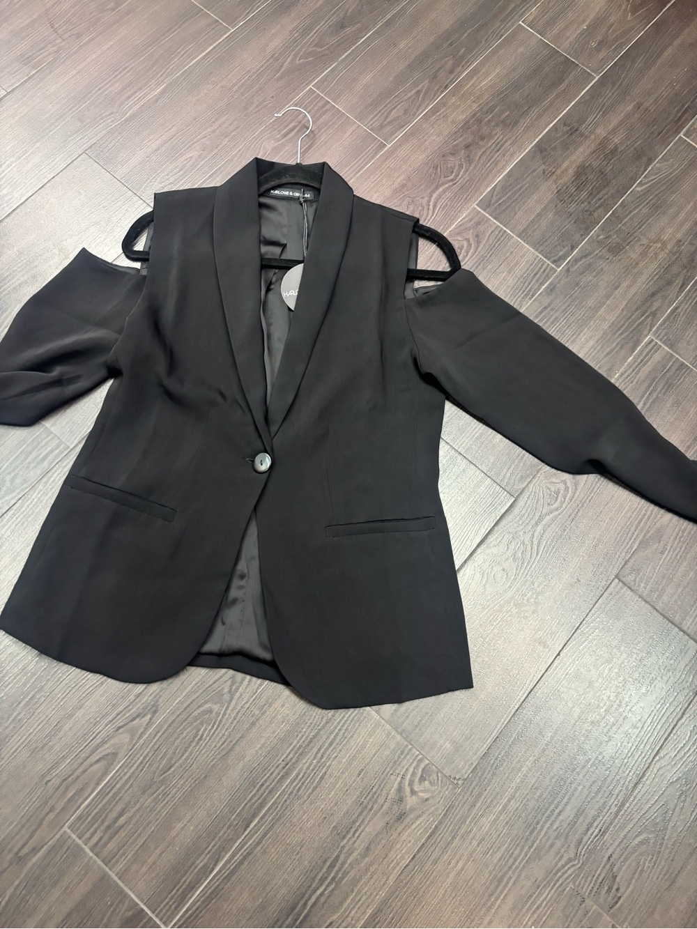 Cold-Shoulder Black Blazer Jacket